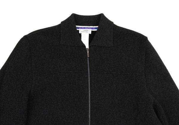 GIANNI VERSACE Angora Blend Zip Knit Jacket Charcoal Size 52