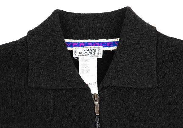 GIANNI VERSACE Angora Blend Zip Knit Jacket Charcoal Size 52