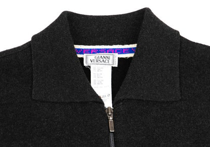 GIANNI VERSACE Angora Blend Zip Knit Jacket Charcoal Size 52