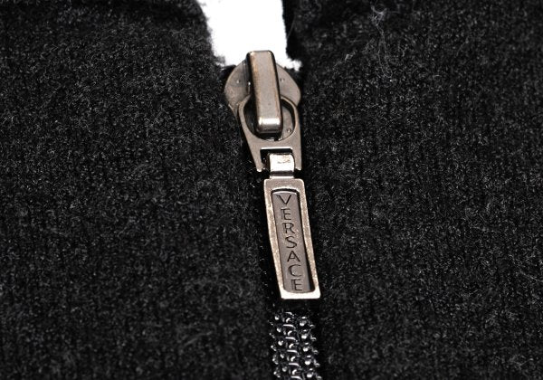 GIANNI VERSACE Angora Blend Zip Knit Jacket Charcoal Size 52