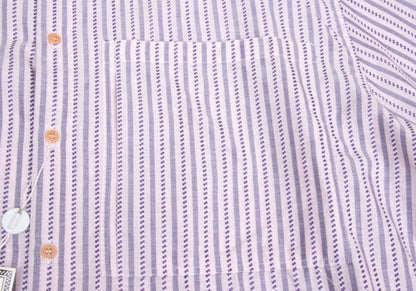 GIANNI VERSACE Check Stripe Woven Long Shirt Pink Size 52