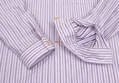 GIANNI VERSACE Check Stripe Woven Long Shirt Pink Size 52