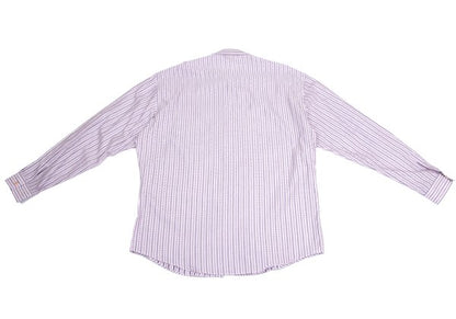 GIANNI VERSACE Check Stripe Woven Long Shirt Pink Size 52