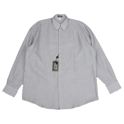 GIANNI VERSACE Pindot Stripe Woven Long Shirt White Size 52