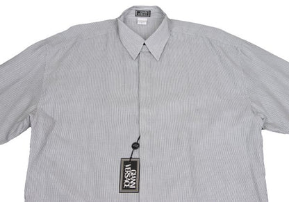 GIANNI VERSACE Pindot Stripe Woven Long Shirt White Size 52