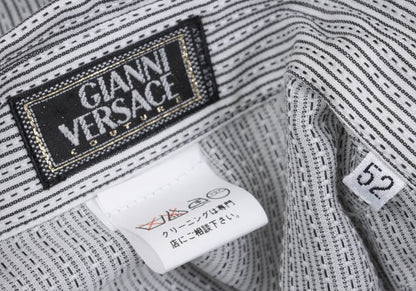 GIANNI VERSACE Pindot Stripe Woven Long Shirt White Size 52