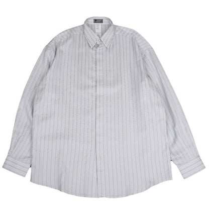GIANNI VERSACE Swirl Stripe Woven Shirt White Gray Size 52