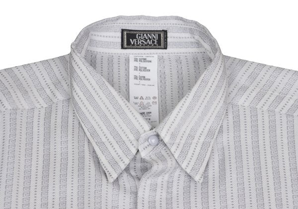 GIANNI VERSACE Swirl Stripe Woven Shirt White Gray Size 52
