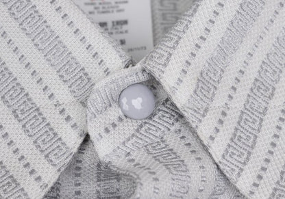 GIANNI VERSACE Swirl Stripe Woven Shirt White Gray Size 52