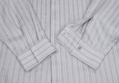 GIANNI VERSACE Swirl Stripe Woven Shirt White Gray Size 52