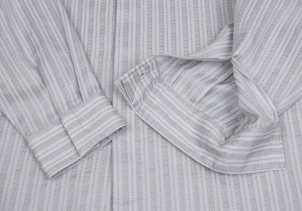 GIANNI VERSACE Swirl Stripe Woven Shirt White Gray Size 52