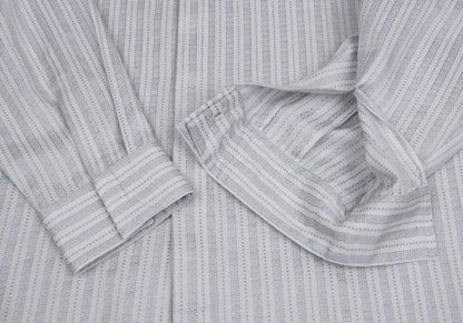 GIANNI VERSACE Swirl Stripe Woven Shirt White Gray Size 52