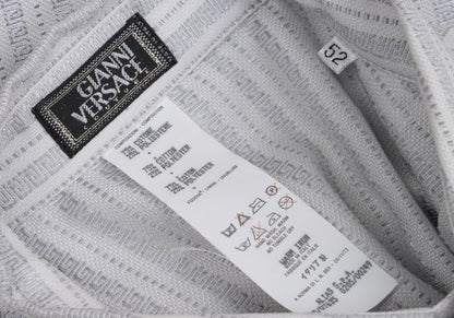 GIANNI VERSACE Swirl Stripe Woven Shirt White Gray Size 52
