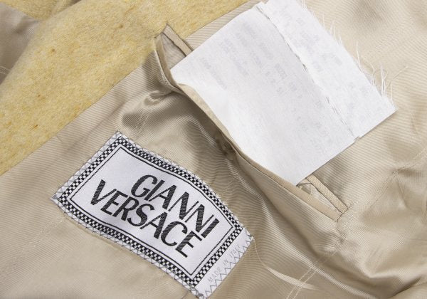 GIANNI VERSACE Ivory Mottled Woven Cashmere Jacket Size 54