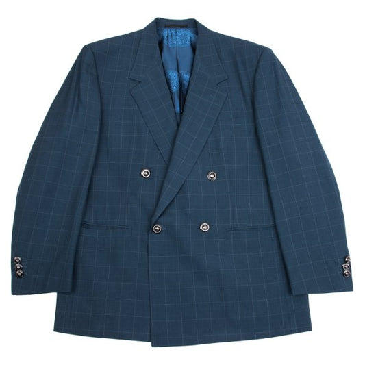 GIANNI VERSACE Medusa Metal Button Graph Jacket Blue Size 54