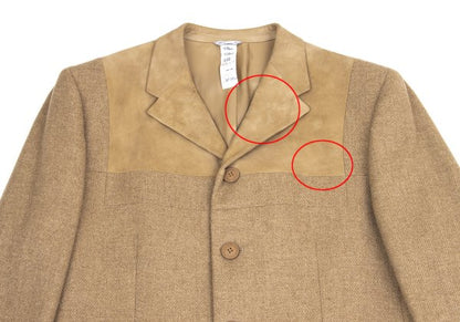 GIANNI VERSACE Suede Panel Wool Jacket Beige Size 56