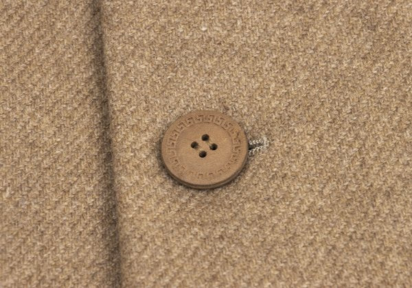 GIANNI VERSACE Suede Panel Wool Jacket Beige Size 56