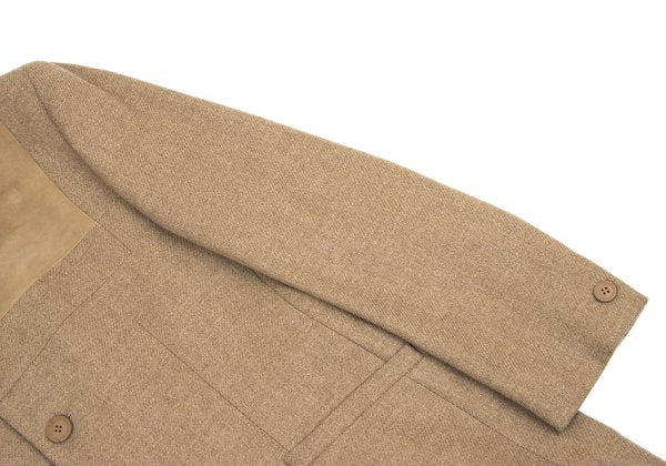 GIANNI VERSACE Suede Panel Wool Jacket Beige Size 56