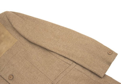 GIANNI VERSACE Suede Panel Wool Jacket Beige Size 56