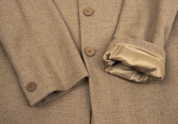 GIANNI VERSACE Suede Panel Wool Jacket Beige Size 56