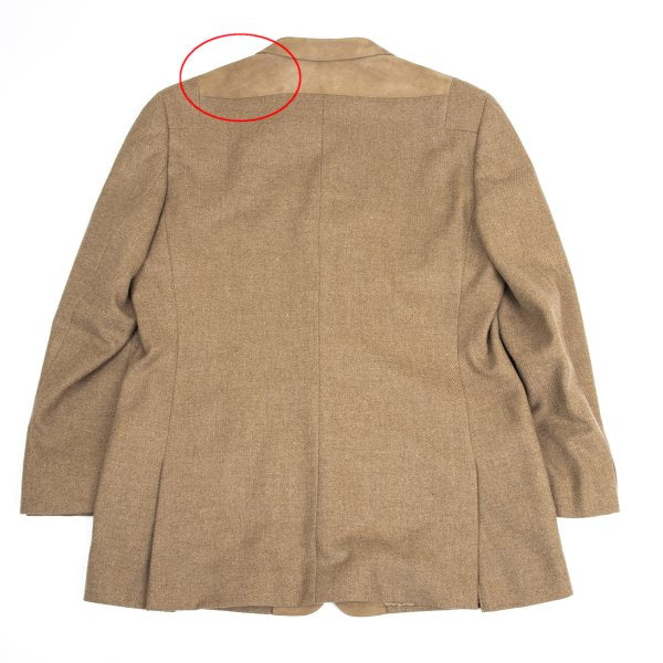 GIANNI VERSACE Suede Panel Wool Jacket Beige Size 56