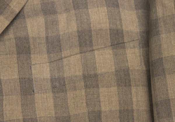 GIANNI VERSACE Silk Block Check Medusa Jacket Beige Size 56