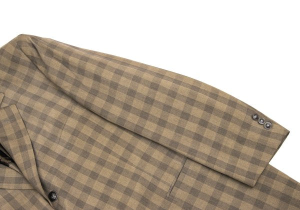 GIANNI VERSACE Silk Block Check Medusa Jacket Beige Size 56