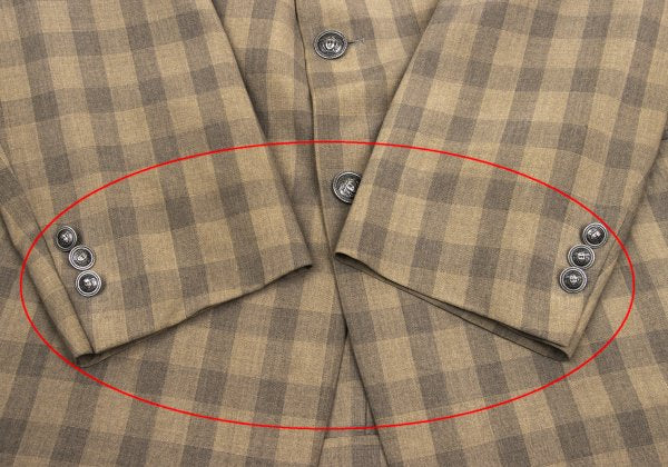 GIANNI VERSACE Silk Block Check Medusa Jacket Beige Size 56