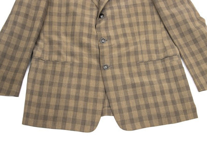 GIANNI VERSACE Silk Block Check Medusa Jacket Beige Size 56