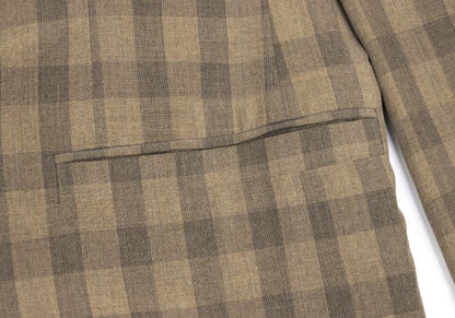 GIANNI VERSACE Silk Block Check Medusa Jacket Beige Size 56