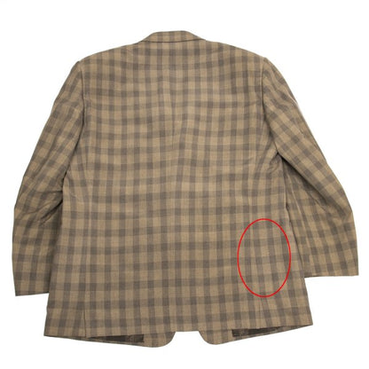 GIANNI VERSACE Silk Block Check Medusa Jacket Beige Size 56