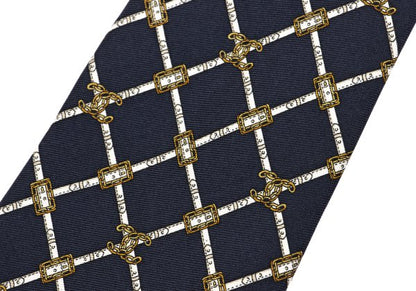 CHANEL Silk CC Mark Chain Print Tie Multi Size F