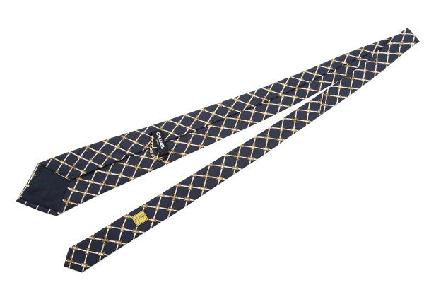 CHANEL Silk CC Mark Chain Print Tie Multi Size F