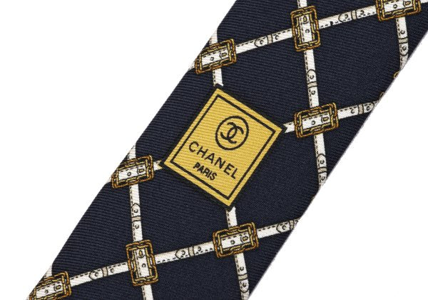 CHANEL Silk CC Mark Chain Print Tie Multi Size F