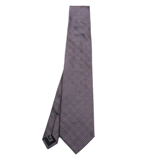 GUCCI GG Gray Purple Striped Jacquard Silk Tie