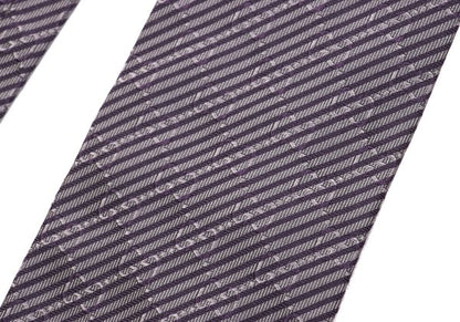 GUCCI GG Gray Purple Striped Jacquard Silk Tie