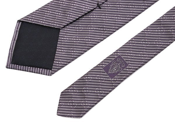 GUCCI GG Gray Purple Striped Jacquard Silk Tie