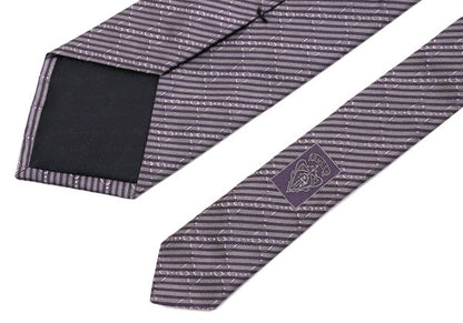 GUCCI GG Gray Purple Striped Jacquard Silk Tie