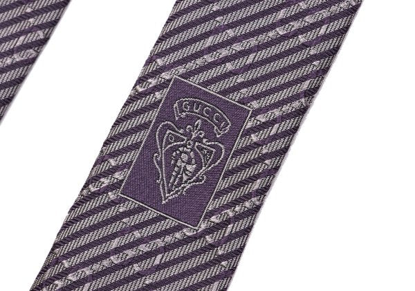 GUCCI GG Gray Purple Striped Jacquard Silk Tie
