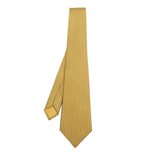 HERMES Silk Patterned Print Tie Yellow