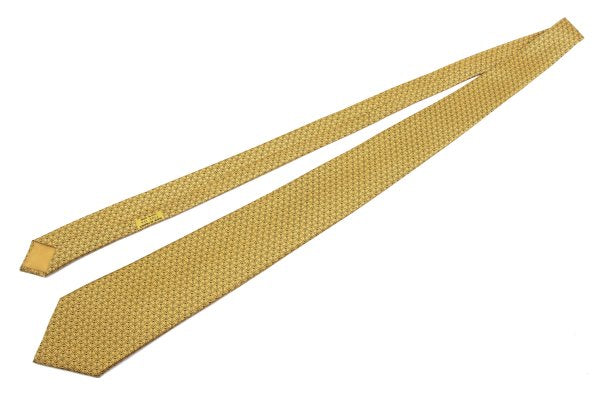 HERMES Silk Patterned Print Tie Yellow