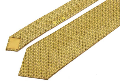 HERMES Silk Patterned Print Tie Yellow