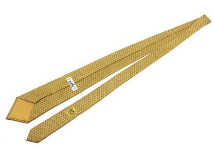 HERMES Silk Patterned Print Tie Yellow