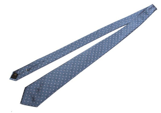 Louis Vuitton Monogram Pin Dot Jacquard Silk Tie Blue Pink