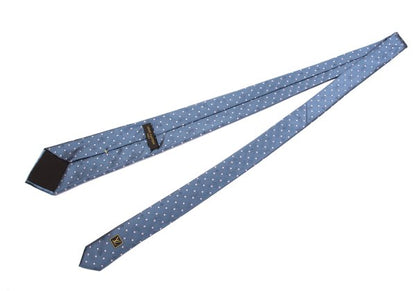 Louis Vuitton Monogram Pin Dot Jacquard Silk Tie Blue Pink
