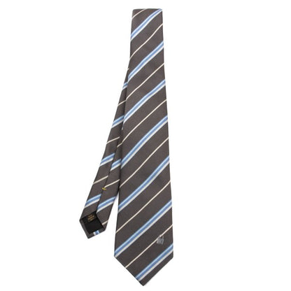 Louis Vuitton Padlock Stripe Silk Tie Brown Blue Cream