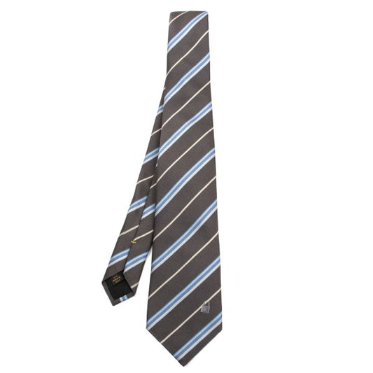 Louis Vuitton Padlock Stripe Silk Tie Brown Blue Cream