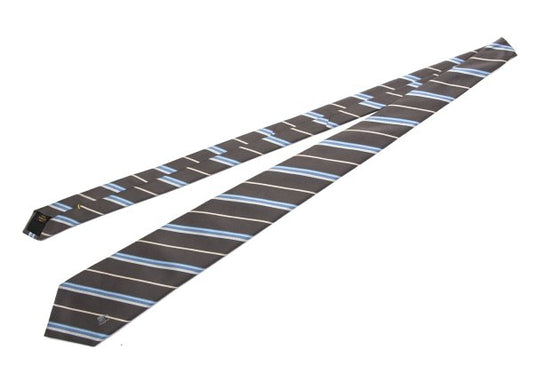 Louis Vuitton Padlock Stripe Silk Tie Brown Blue Cream