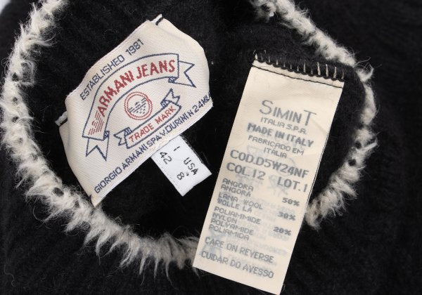 ARMANI JEANS Angora Wool Blend Knit Black Grey Size 38