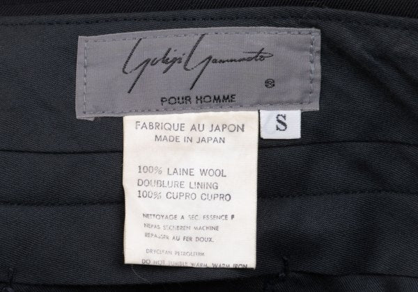Yohji Yamamoto PH Wool Gabardine Tuck Pants Black Size S